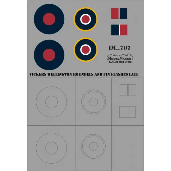 1/72 VICKERS WELLINGTON Roundels and Fin Flashes LATE (masks)