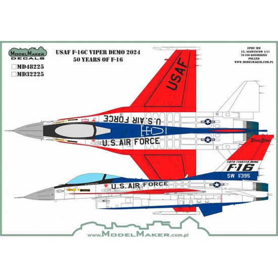 1/48 USAF F-16C Viper Demo 2024 50 Years of F-16 MASK SET (mask and decal)