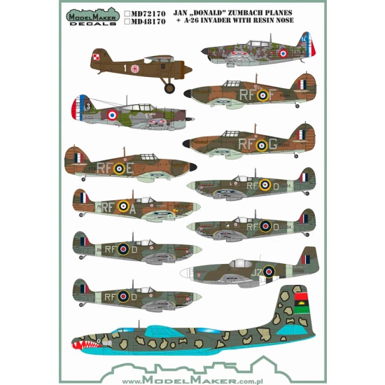 1/72 Jan Donald Duck Zumbach Planes Decal + resin A-26 Nose (mask and decal)