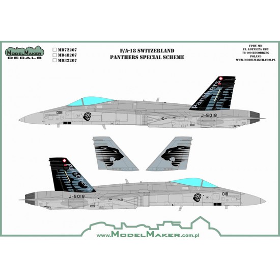 1/72 F/A-18 Switzerland Panthers special scheme -Masks set (mask and decal)