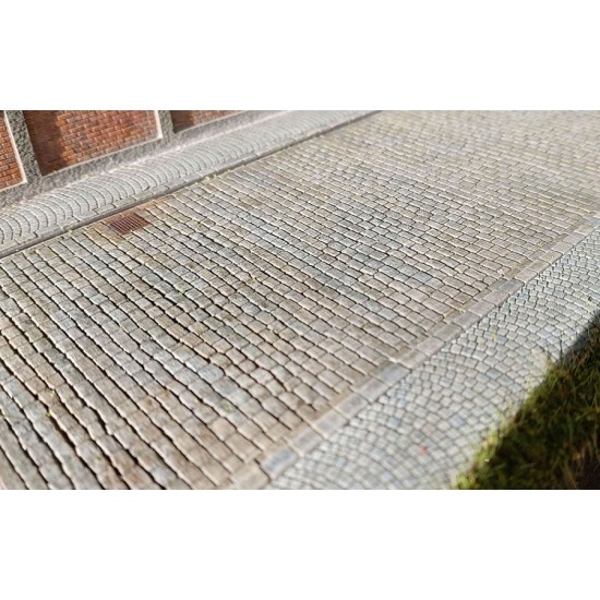 TT Scale Straight Street - Cobblestone (Road width: 59 mm)