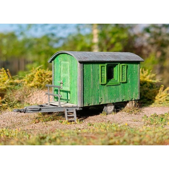 HO Scale 1/87 Old Wooden Caravan Wooden Structure Kit Model Scene 98534