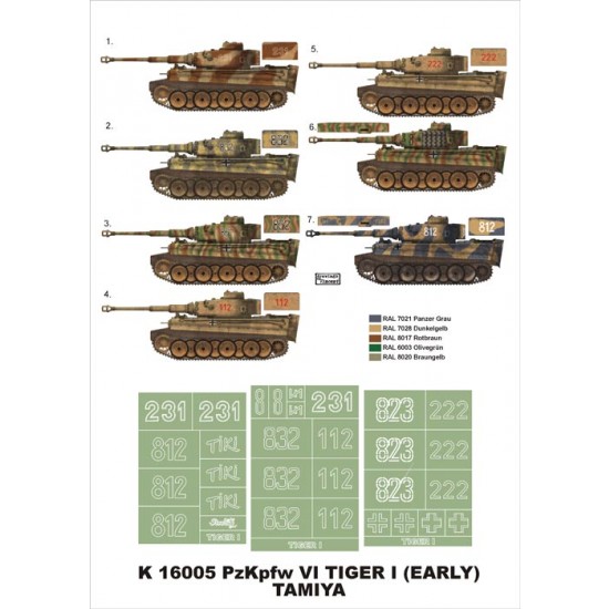 1/16 Tiger I Early Paint Mask for Tamiya (Insignia Masks)