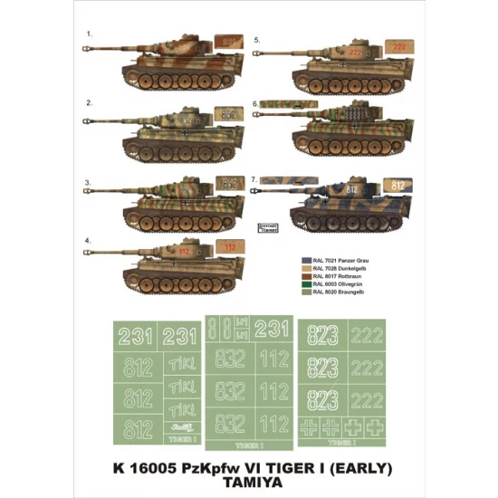 1/16 Tiger I Early Paint Mask for Tamiya (Insignia Masks)