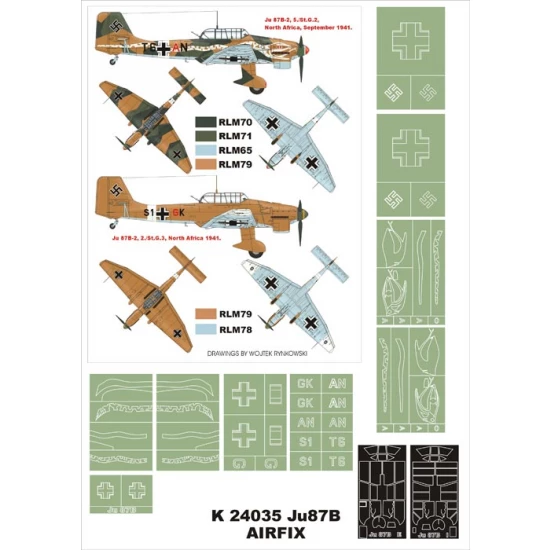 1/24 Ju-87B-2 (Snake) Paint Mask for Airfix (Canopy Masks + Insignia Masks)