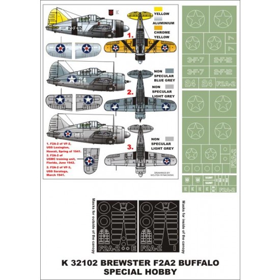 1/32 F2A-2 Buffalo Paint Mask for Special Hobby (Canopy Masks + Insignia Masks)