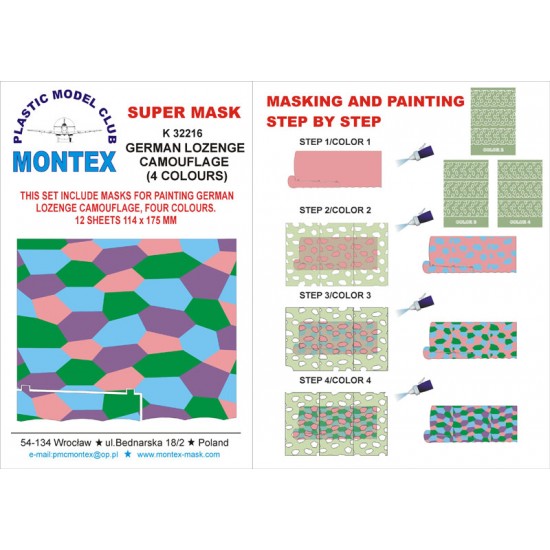 1/32 LOZENGE 4 Colours Paint Mask (12 sheets)