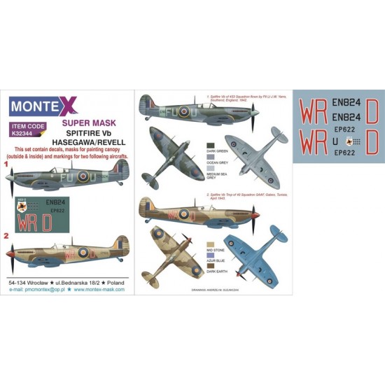 1/32 Supermarine Spitfire Mk.Vb Paint Mask No.1 for Hasegawa/Revell kit