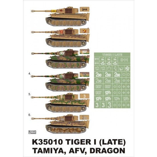 1/35 Tiger I (late) Paint Mask for Tamiya/Dragon/AFV (Insignia Masks)