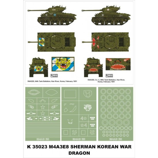 1/35 M4A3E8 Sherman Paint Mask Vol.1 for Dragon (Insignia Masks + Wheel Mask)