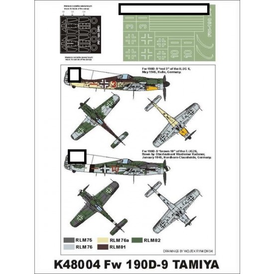1/48 Focke-Wulf Fw 190 D9 Paint Mask Vol.1 for Tamiya (Canopy Masks + Insignia Masks)