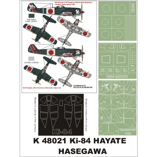 1/48 Nakajima Ki-84 Hayate Paint Mask Vol.2 for Hasegawa (Canopy Masks + Insignia Masks)