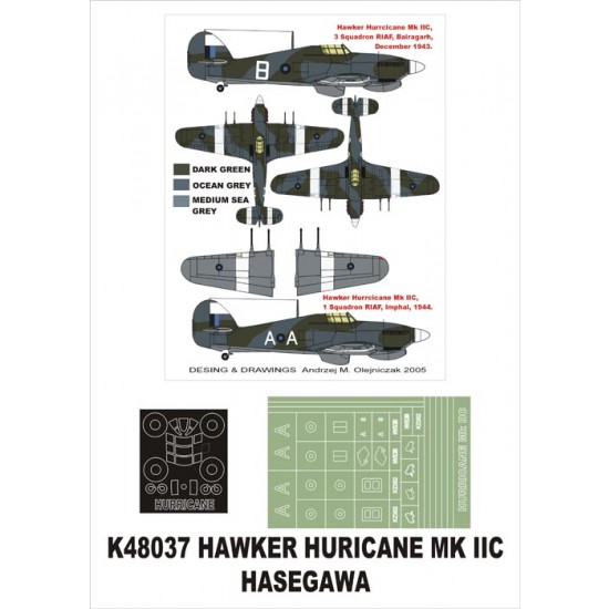 1/48 Hawker Hurricane IIC Paint Mask for Hasegawa (Canopy Masks + Insignia Masks)