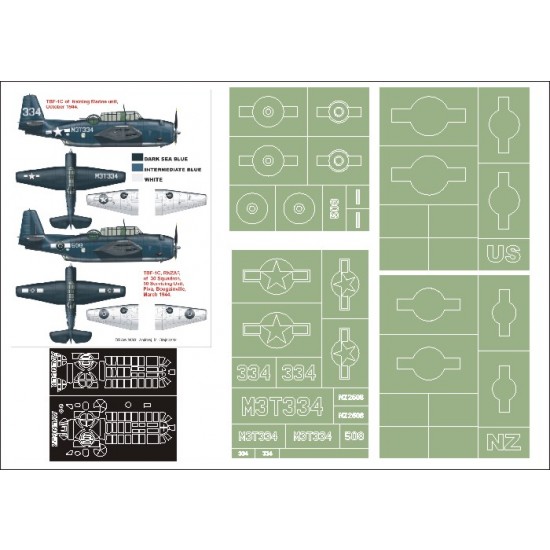 1/48 TBF-1C Avenger Paint Mask for Accurate Miniatures (Canopy Masks + Insignia Masks)