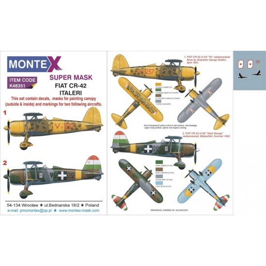 1/48 Fiat CR.42 Falco Paint Mask for Italeri kit