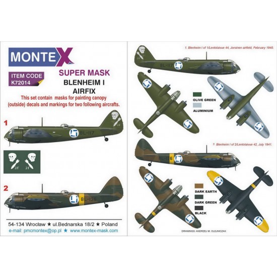 1/72 Finnish Bristol Blenheim I Paint Masks for Airfix kits