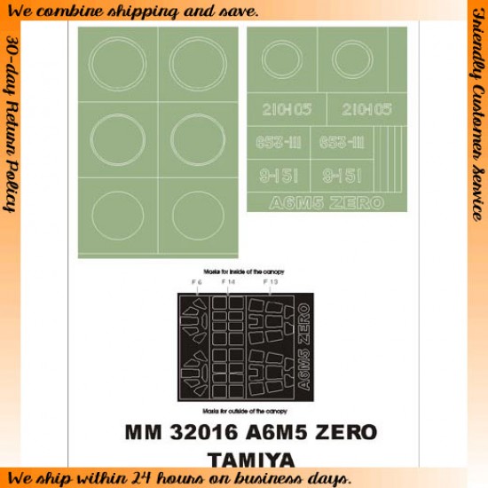 1/32 Mitsubishi A6M5 Zero Paint Mask for Tamiya kit (Canopy Masks + Insignia Masks)