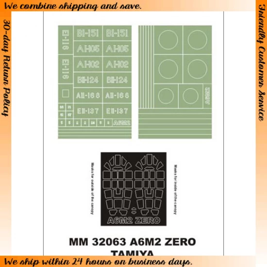 1/32 Mitsubishi A6M2 Zero Paint Mask for Tamiya kit (Canopy Masks + Insignia Masks)