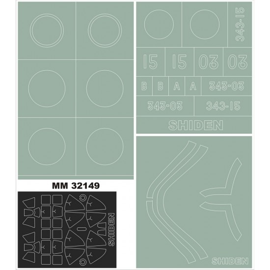 1/32 Kawanishi N1K2-J Shiden-Kai Paint Mask for Hasegawa ST33 kit (Insignia&Canopy Masks)