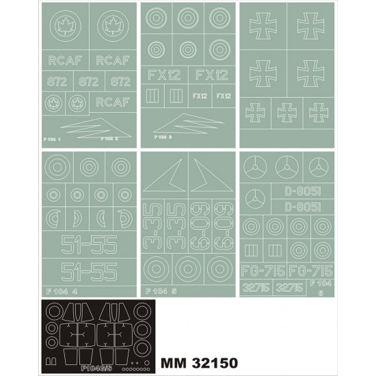 1/32 Lockheed F-104G/S Starfighter Paint Mask for Italeri 2502 (Insignia&Canopy Masks)