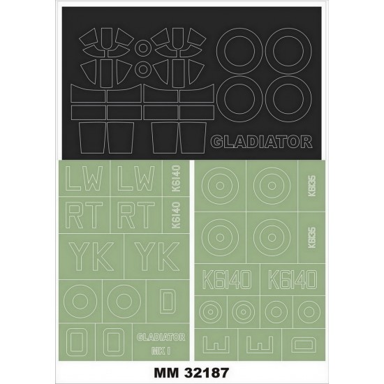 1/32 Gladiator Mk I Paint Mask for ICM kits (2 Canopy & 2 Insignia Masking)