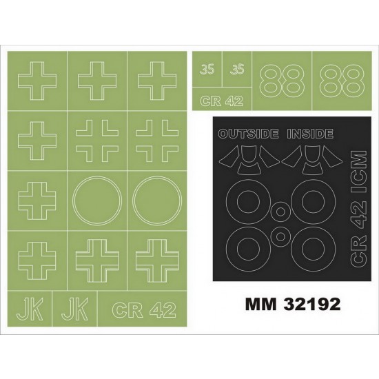 1/32 Fiat CR.42 Paint Masking for ICM kit 32021 (2 canopy & 2 insignia masks)