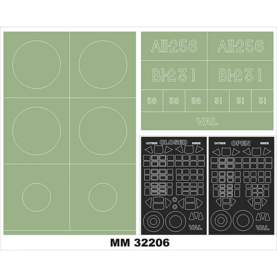1/32 D3A1 Val Canopy (Outside & Inside) & Insignia Masks for Infinity kit #3206