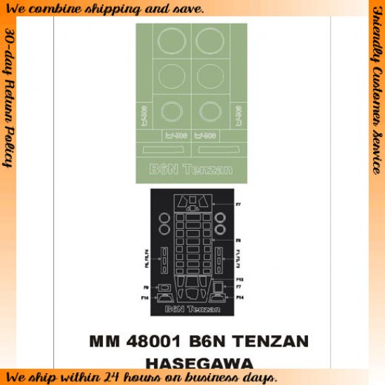 1/48 Nakajima B6N Tenzan Paint Mask for Hasegawa kit (Canopy Masks + Insignia Masks)