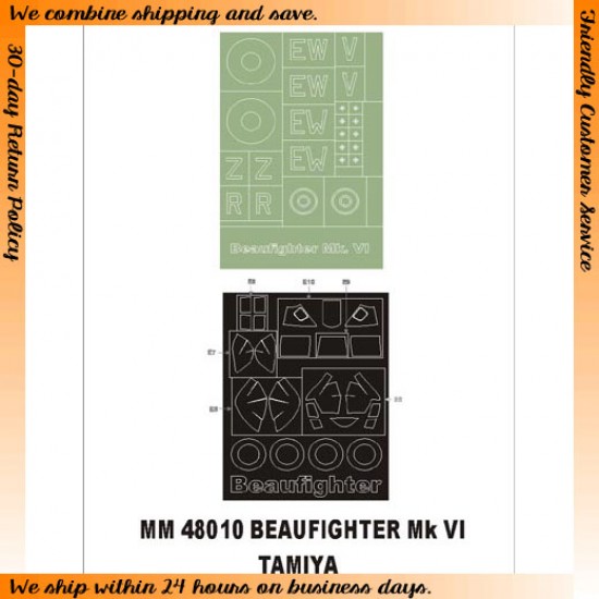 1/48 Bristol Beaufighter Mk VI Paint Mask for Tamiya kit (Canopy Masks + Insignia Masks)