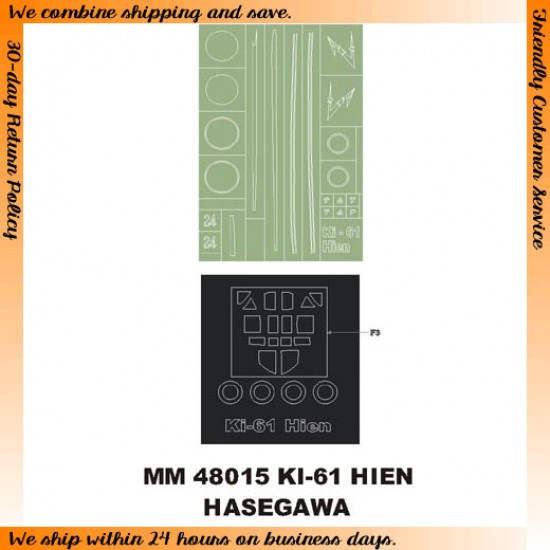 1/48 Kawasaki Ki-61 Hien Paint Mask for Hasegawa kit (Canopy Masks + Insignia Masks)
