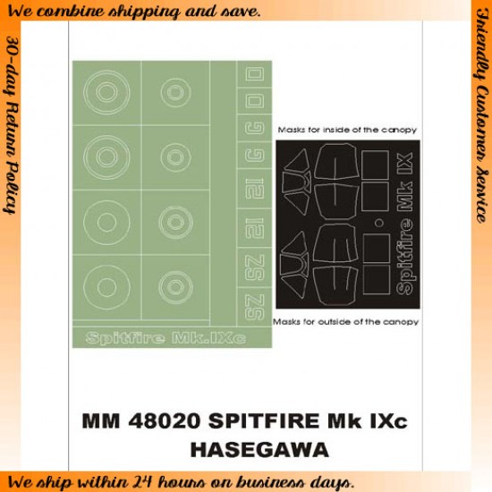 1/48 Supermarine Spitfire Mk IXc Paint Mask for Hasegawa kit (Canopy Masks&Insignia Masks)