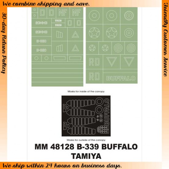1/48 Brewster B-339 Buffalo Paint Mask for Tamiya kit (Canopy Masks + Insignia Masks)