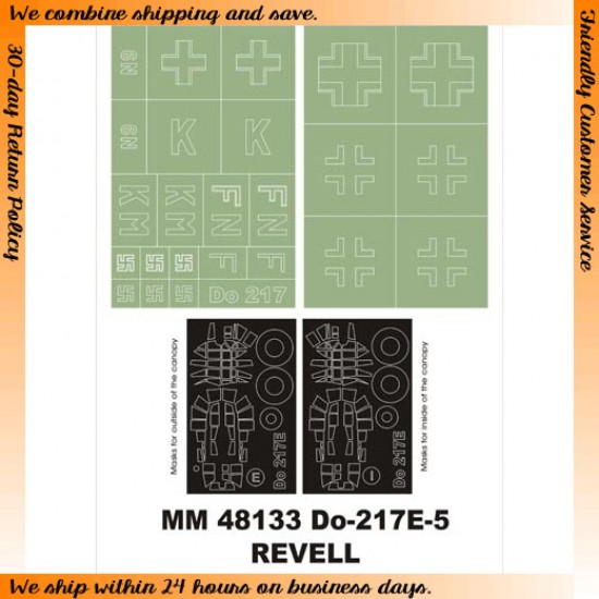 1/48 Dornier Do-217E Paint Mask for Revell kit (Canopy Masks + Insignia Masks)
