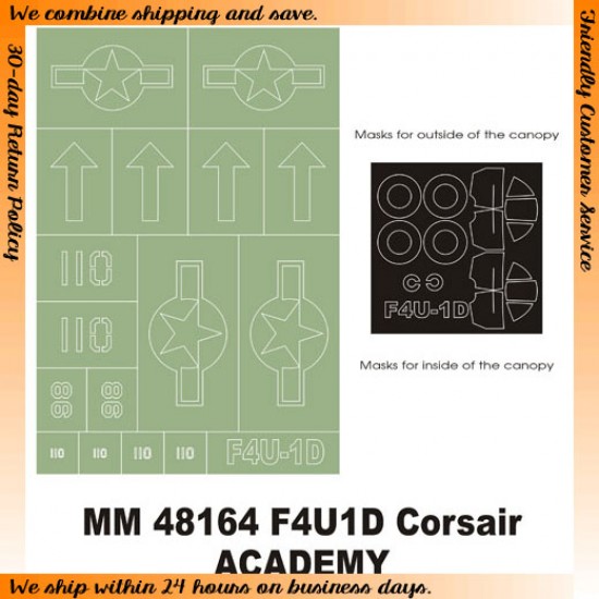 Eduard 1/48 Painting Mask For Tamiya F4U-1D Corsair - EX033