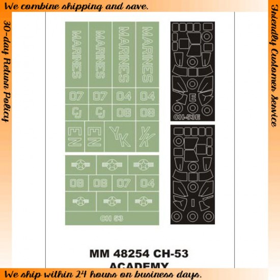 1/48 Sikorsky CH-53 Sea Stallion Paint Mask for Academy kit (Canopy Masks+Insignia Masks)