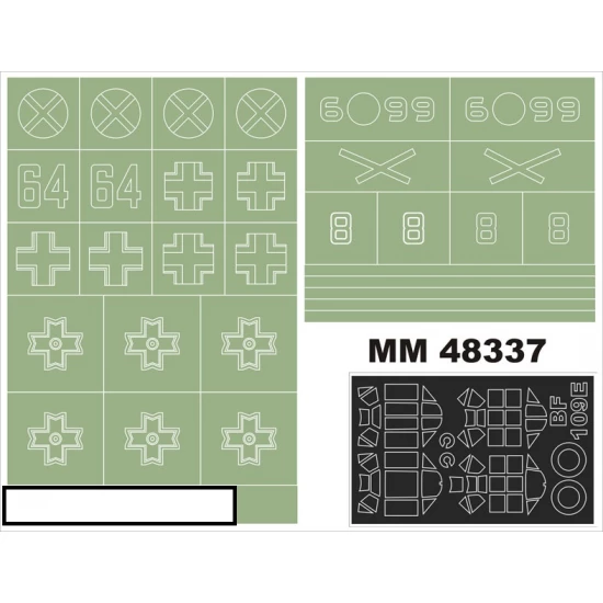 1/48 Messerschmitt Bf 109E Paint Mask for Airfix kit (Canopy Masks + Insignia Masks)