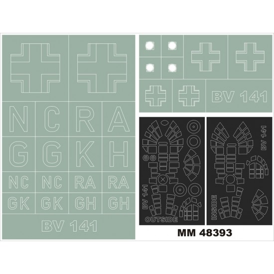 1/48 Blohm-und-Voss BV-141 Paint Mask for HobbyBoss 81728 (Canopy Masks + Insignia Masks)