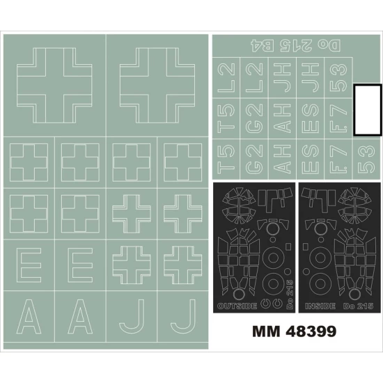 1/48 Dornier Do 215B-4 Paint Mask for ICM 48241 kit (Canopy Masks + Insignia Masks)