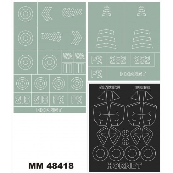 1/48 British De Havilland Hornet Paint Mask for Trumpeter #2893 (Insignia & Canopy Masks)