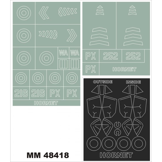 1/48 British De Havilland Hornet Paint Mask for Trumpeter #2893 (Insignia & Canopy Masks)