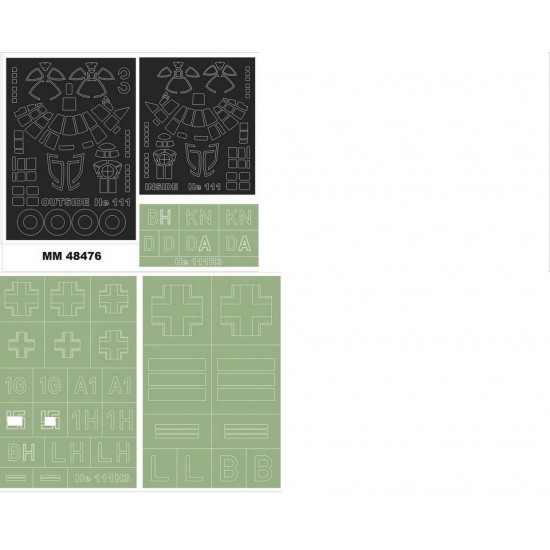 1/48 He 111H-3 Paint Masks for ICM kit #48261 (2 canopy & 3 insignia)