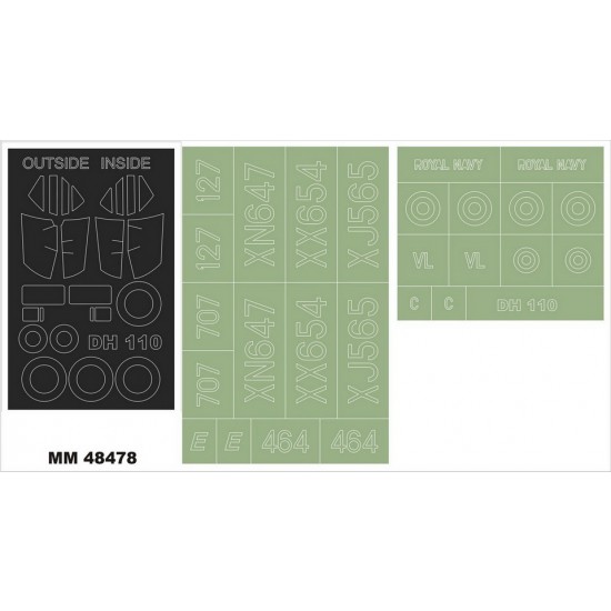 1/48 DH.110 Faw 2 Paint Masks for Trumpeter kit #5808 (2 canopy & 2 insignia)