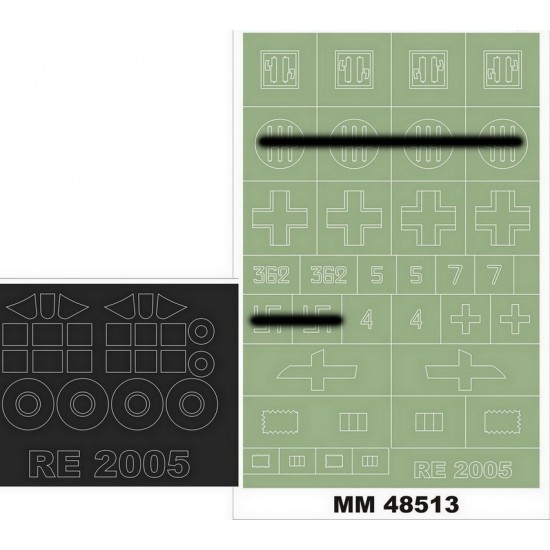 1/48 Reggiane 2005 Paint Mask for Sword kits (2 Canopy & 1 Insignia Masking)
