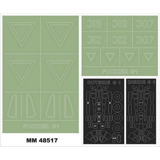 1/48 Fokker G-1 Paint Mask for Mikromir kits (2 Canopy & 2 Insignia Masking)