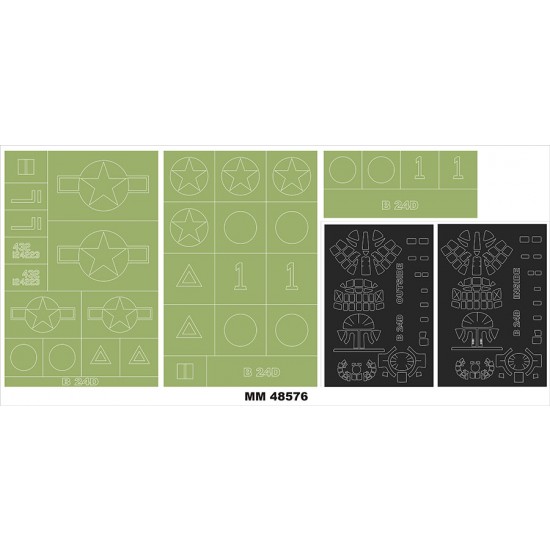 1/48 B-24D Lberator Canopy and Insignia Masking for Hobby Boss Kit 81775
