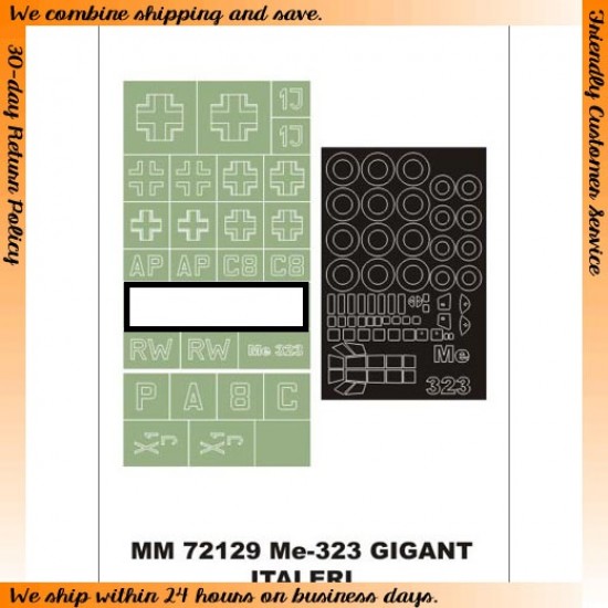 1/72 Messerschmitt Me 323 Gigant Paint Mask for Italeri kit (Canopy Masks+Insignia Masks)