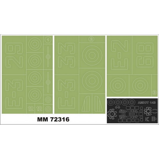1/72 Amiot 143 Paint Masks for Heller Kit #80390 (Canopy + Insignia Masks)
