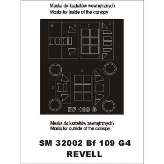 1/32 Messerschmitt Bf-109G-4 Paint Mask for Revell kit (outside-inside)