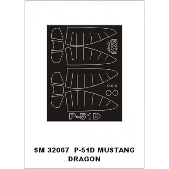 1/32 P-51D Mustang Paint Mask for Dragon kit (outside-inside)