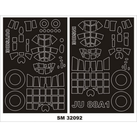 1/32 Ju-88A1 Paint Mask for Revell kit (outside-inside, 2 sheets, size:114x170mm)